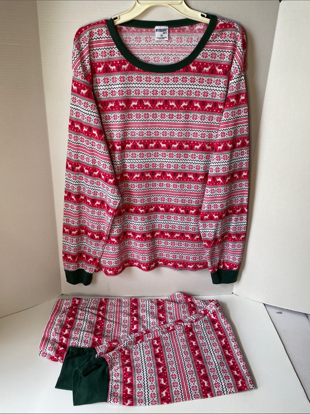 Mission Ridge Men's Size 2X   Holiday Reindeer Pajama Set Christmas